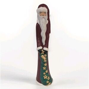 Vintage Christmas Old-World Santa Claus Ceramic Mold Hand Painted 15" Figurine